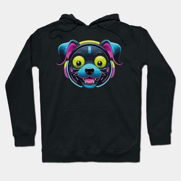 neon cyberpunk dog Hoodie by chems eddine